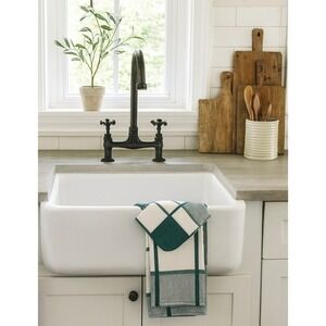 Lot Of 3 Kitchen Dishtowel Dishcloth Sets NWT Teal White Country Farmhouse Gift